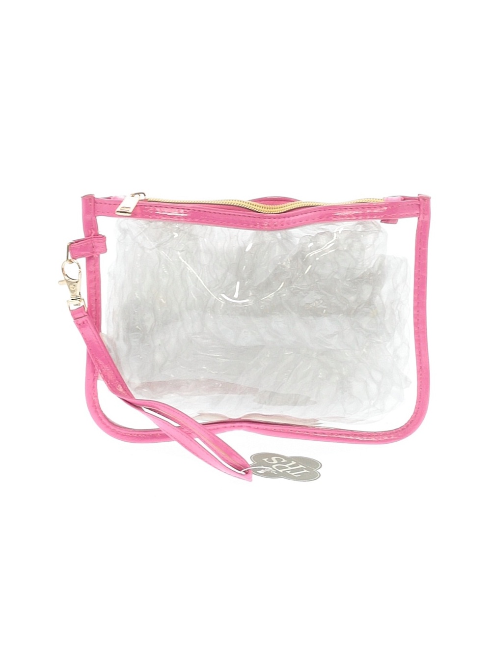 Clear Wristlet Pouch with Pink Trim